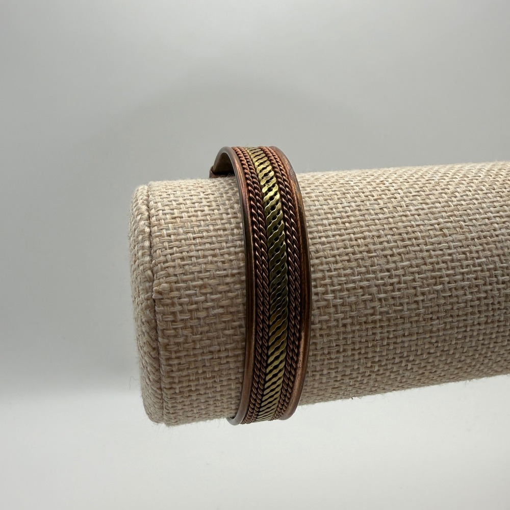 Copper Brass Western Boho Magnetic Therapy Mixed Metal Cuff OS Copper